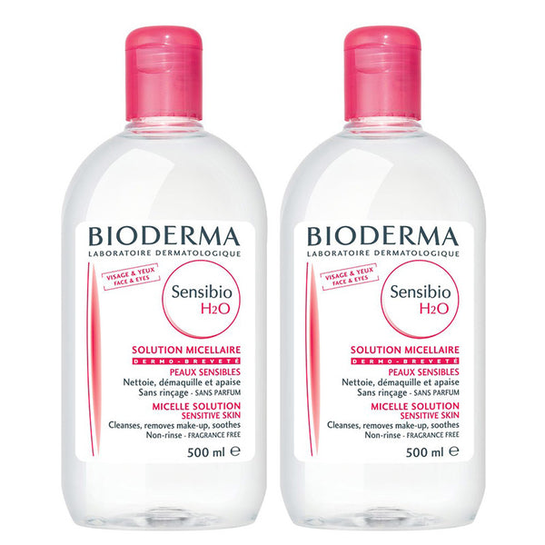 SET OF 2  Bioderma Sensibio H2O Micellar Solution 500ml + 500 ml Best Quality