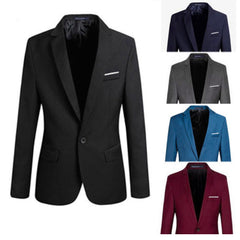 S-4XL Men's Formal Slim Fit Formal One Button Suit Long Sleeve Notched Blazer Cotton Blend Coat Jacket Top