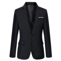 S-4XL Men's Formal Slim Fit Formal One Button Suit Long Sleeve Notched Blazer Cotton Blend Coat Jacket Top