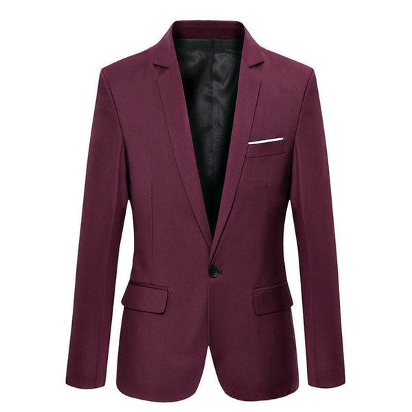 S-4XL Men's Formal Slim Fit Formal One Button Suit Long Sleeve Notched Blazer Cotton Blend Coat Jacket Top