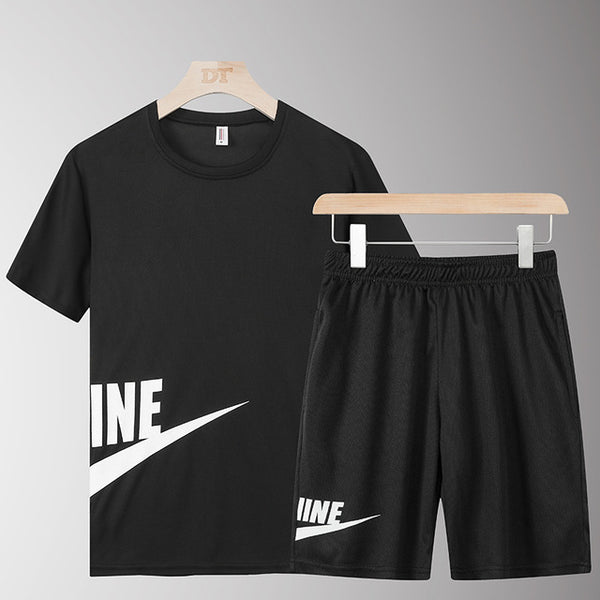 Sports Male Tracksuit Clothing Summer Men Set Fitness Suit Sporting Suits Short Sleeve T Shirt  Shorts Quick Drying 2 Piece Set