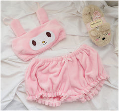 Lovely Japan Melody Off Shoulder Strapless Tube Crop Top Pumpkin Pants Suit Cinnamoroll Cosplay Beach Party Streetwear