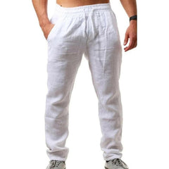 VICABO Pants for Men Solid Casual Sports Pants Cotton Linen Elastic Waist Sports Pants Mens Clothing pantalons pour hommes#w