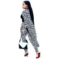 new autumn and winter long-sleeved printed jacket cloak tights two-piece