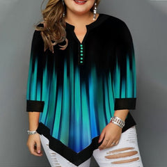 Plus Size 5XL Striped Blouses Women's Tunics 3/4 Sleeve Print Irregular Ladies Blouse Spring Summer Casual Female Tunic Top