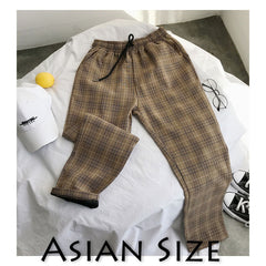 Privathinker Men Women Korean Black Plaid Casual Pants  Mens Streetwear Harem Pants Male Checkered Trousers Plus Size