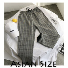 Privathinker Men Women Korean Black Plaid Casual Pants  Mens Streetwear Harem Pants Male Checkered Trousers Plus Size