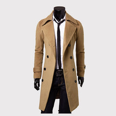 Men 'S Slim Long Trench Coat Windbreaker Lapel Button Jacket Outwear Foreign Trade Wholesale  L Men's Slim Fit Single-Sided