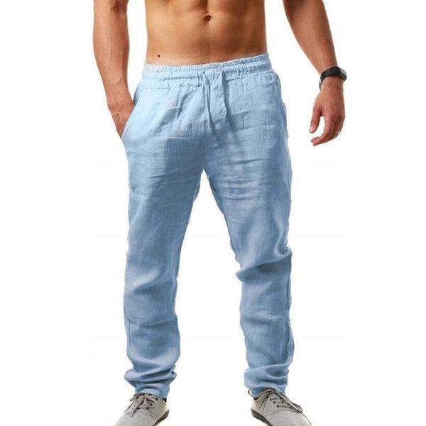 Men Cotton and Linen Trousers Linho Verao Calcas Dos Homens Com Cordao Loose PantsCotton and  Men Solids Harem PANTS m-3XL