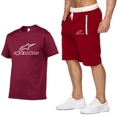 Fashion t-shirt Shorts Set Men Summer 2pc Tracksuit+Shorts Sets Beach Mens Casual Tee Shirts Set Sportswears