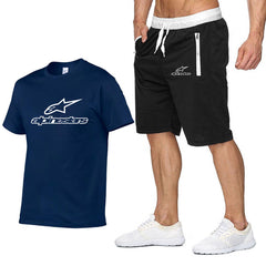 Fashion t-shirt Shorts Set Men Summer 2pc Tracksuit+Shorts Sets Beach Mens Casual Tee Shirts Set Sportswears