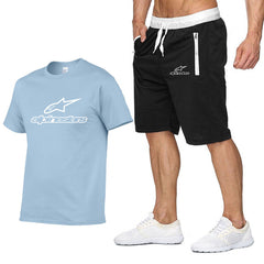 Fashion t-shirt Shorts Set Men Summer 2pc Tracksuit+Shorts Sets Beach Mens Casual Tee Shirts Set Sportswears