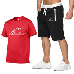 Fashion t-shirt Shorts Set Men Summer 2pc Tracksuit+Shorts Sets Beach Mens Casual Tee Shirts Set Sportswears