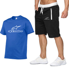 Fashion t-shirt Shorts Set Men Summer 2pc Tracksuit+Shorts Sets Beach Mens Casual Tee Shirts Set Sportswears