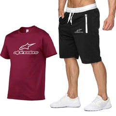 Fashion t-shirt Shorts Set Men Summer 2pc Tracksuit+Shorts Sets Beach Mens Casual Tee Shirts Set Sportswears