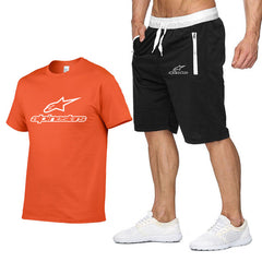 Fashion t-shirt Shorts Set Men Summer 2pc Tracksuit+Shorts Sets Beach Mens Casual Tee Shirts Set Sportswears