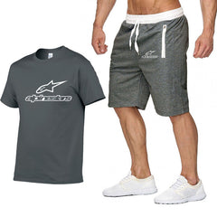 Fashion t-shirt Shorts Set Men Summer 2pc Tracksuit+Shorts Sets Beach Mens Casual Tee Shirts Set Sportswears