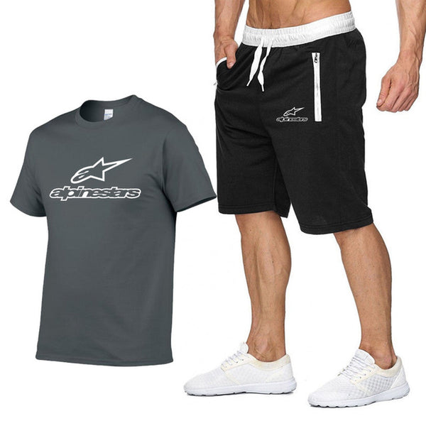 Fashion t-shirt Shorts Set Men Summer 2pc Tracksuit+Shorts Sets Beach Mens Casual Tee Shirts Set Sportswears