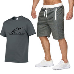 Fashion t-shirt Shorts Set Men Summer 2pc Tracksuit+Shorts Sets Beach Mens Casual Tee Shirts Set Sportswears