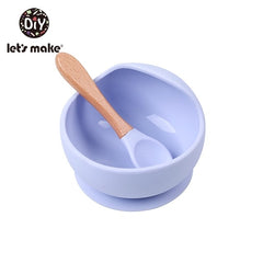 Let'S Make 1set Silicone Baby Feeding Set Waterproof Spoon Non-Slip Feedings Silicone Bowl Tableware Baby Products Baby Plate