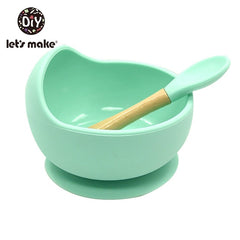 Let'S Make 1set Silicone Baby Feeding Set Waterproof Spoon Non-Slip Feedings Silicone Bowl Tableware Baby Products Baby Plate