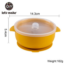 Let'S Make 1set Silicone Baby Feeding Set Waterproof Spoon Non-Slip Feedings Silicone Bowl Tableware Baby Products Baby Plate