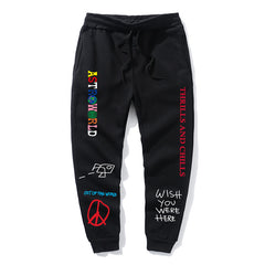 Quality Fleece trousers TRAVIS SCOTT ASTROWORLD Letter Printed Women Men Jogging Pants Hip hop Streetwear Men SweatpantS