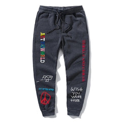 Quality Fleece trousers TRAVIS SCOTT ASTROWORLD Letter Printed Women Men Jogging Pants Hip hop Streetwear Men SweatpantS