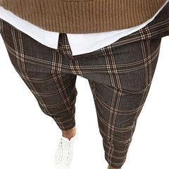 Classic Men Lattice Suit Pants Summer Thin Plaid Suit Trousers Casual Business Vintage Formal Pants For Wedding Party