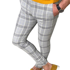 Classic Men Lattice Suit Pants Summer Thin Plaid Suit Trousers Casual Business Vintage Formal Pants For Wedding Party