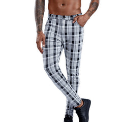 Classic Men Lattice Suit Pants Summer Thin Plaid Suit Trousers Casual Business Vintage Formal Pants For Wedding Party