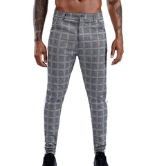 Classic Men Lattice Suit Pants Summer Thin Plaid Suit Trousers Casual Business Vintage Formal Pants For Wedding Party