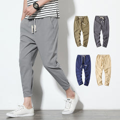 Cotton Joggers Men Solid Men's Harem Pants  Summer Fitness Casual Ankle-Length Mens  Trousers Streetwear Slim Male Pants