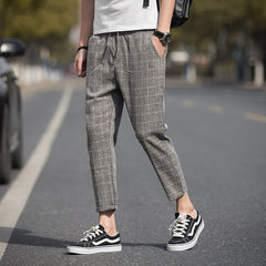 Casual Ankle-Length Plaid Pants Men Trousers Streetwear Jogger Pants Men Sweatpants Slim Fit Men Pants  New