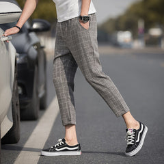 Casual Ankle-Length Plaid Pants Men Trousers Streetwear Jogger Pants Men Sweatpants Slim Fit Men Pants  New