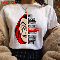 New Money Heist Cool Tshirt Men La Casa De Papel Harajuku T-shirt House of Paper Graphic Tshirt Bella Ciao Hip Hop Top Tees Male