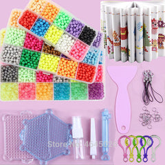 Fuse Beads Magic Water Creative Beads DIY set Pegboard Kit Craft Girls Gift kids toys for Children 8 10 years Pen Tweezer Tool